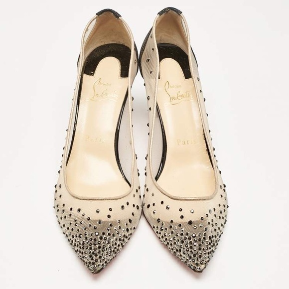 Christian Louboutin Mesh Follies Strass Embellished Pumps - Picture 3 of 7
